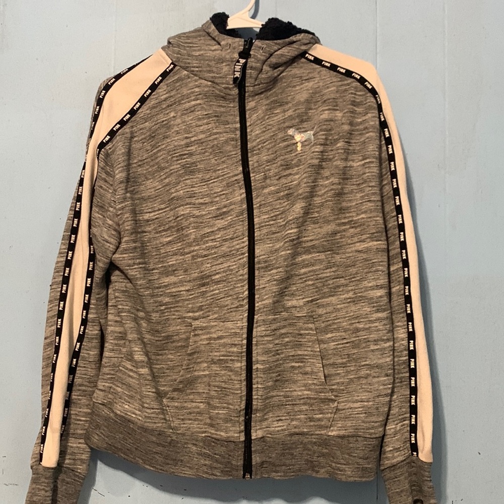 Pink zip up sweater